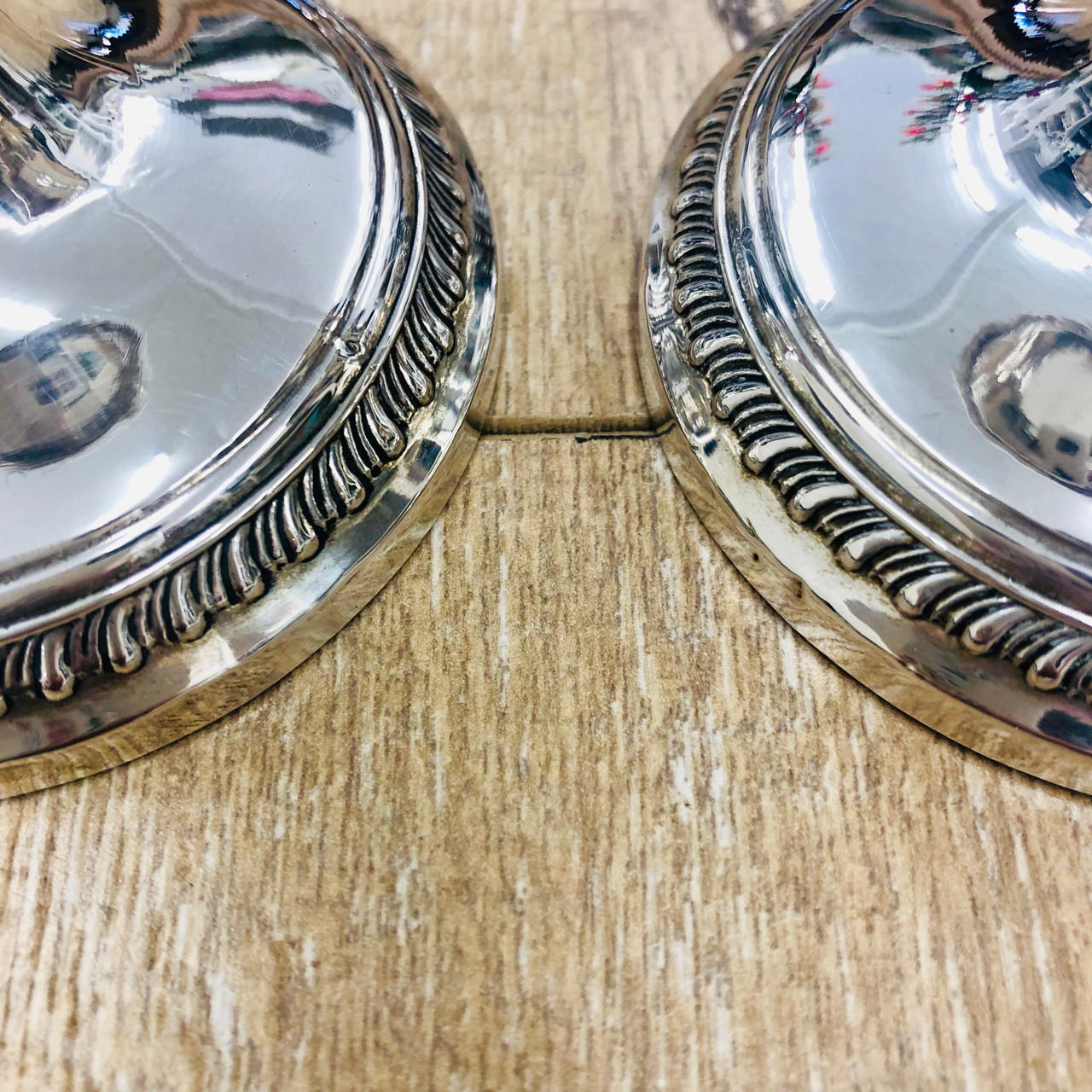 Hyde-patton Sterling Silver Candlesticks W/ Gadroon Border & Monogrammed 'p', Hyde-Patton Sterling Silver Candlesticks w/ Gadroon Border & Monogrammed 'P', Sasha Nicholas