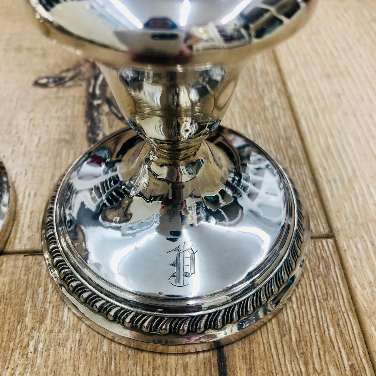 Hyde-patton Sterling Silver Candlesticks W/ Gadroon Border & Monogrammed 'p', Hyde-Patton Sterling Silver Candlesticks w/ Gadroon Border & Monogrammed 'P', Sasha Nicholas
