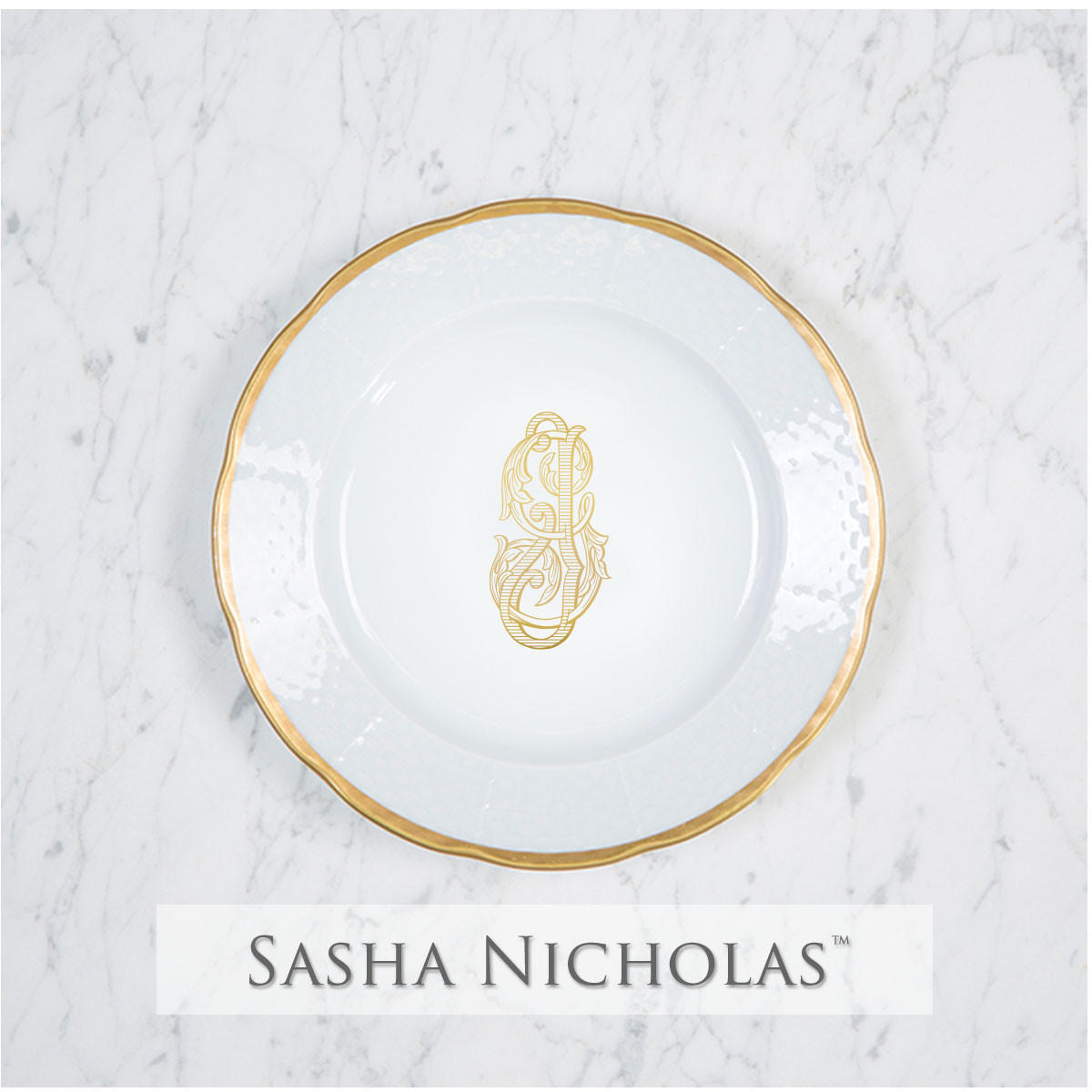 Callis-root Weave 24k Gold Salad Plate, Callis-Root SNWG111, Sasha Nicholas