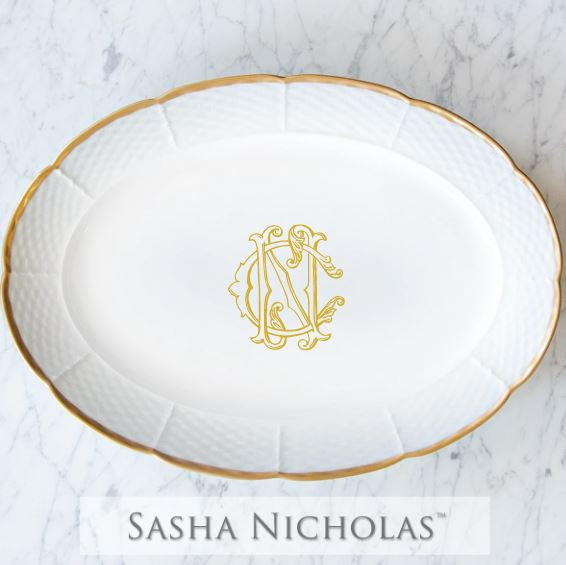 Sasha Nicholas Willis-Lowman Weave 24K Gold Oval Platter 