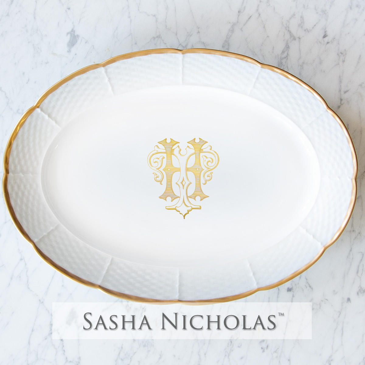 Sasha Nicholas Tillman-Truette Weave 24K Gold Oval Platter 