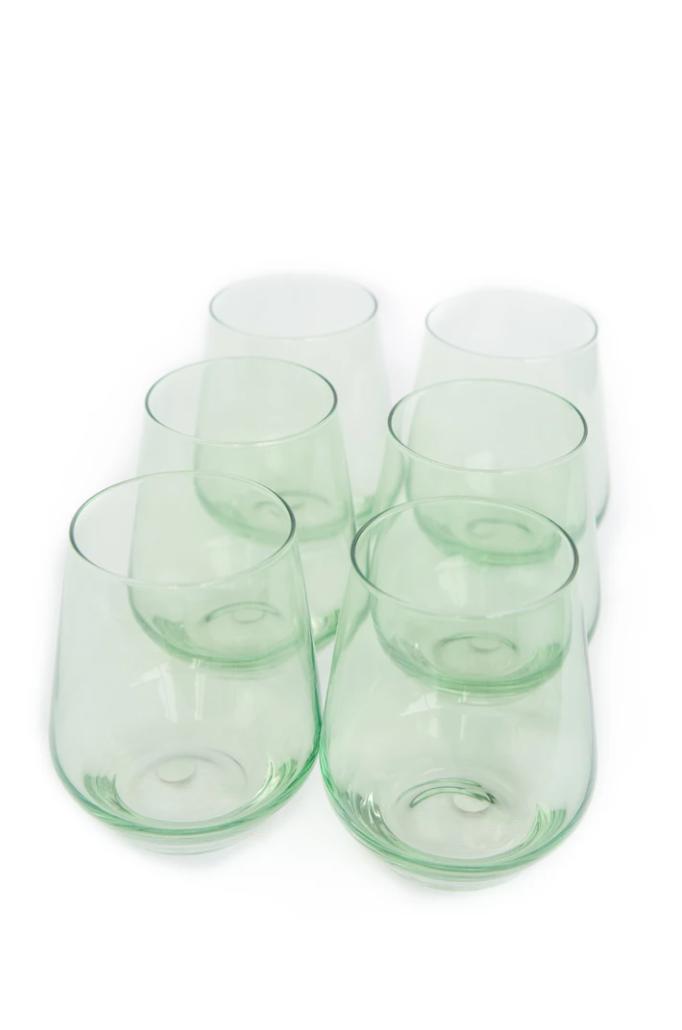  Jones-Winkler Estelle Colored Wine Stemless, Mint | Set of 6 