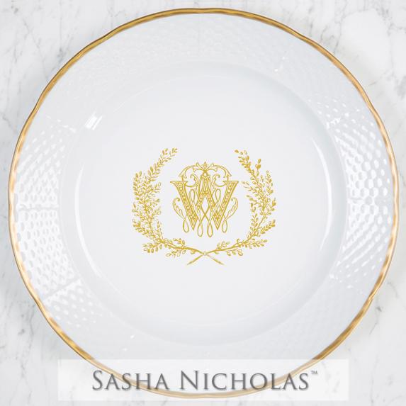 Sasha Nicholas Schoelch-Weber Weave 24K Gold Charger Plate 