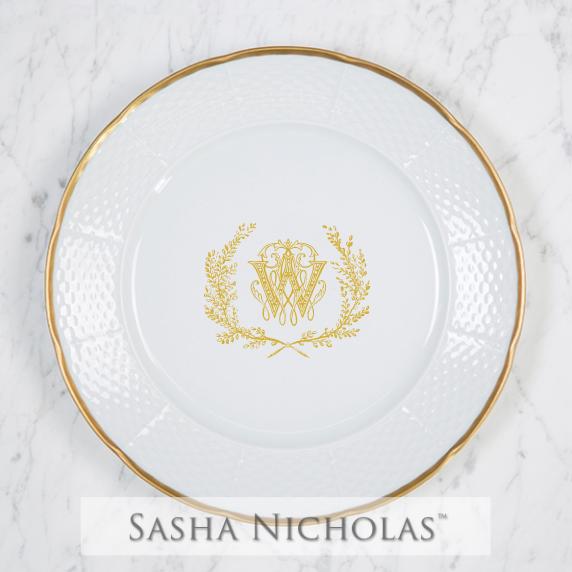 Sasha Nicholas Schoelch-Weber Weave 24K Gold Dinner Plate 