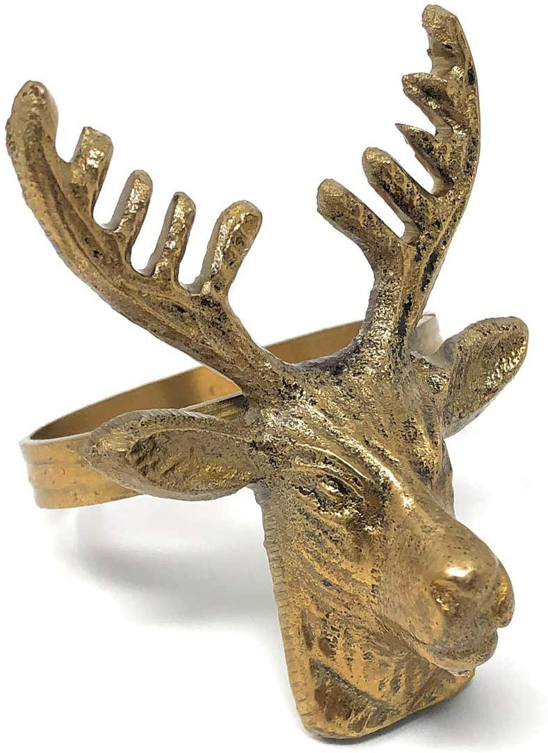  Welby-Wright Bronze Stag Napkin Ring, Set of 6 