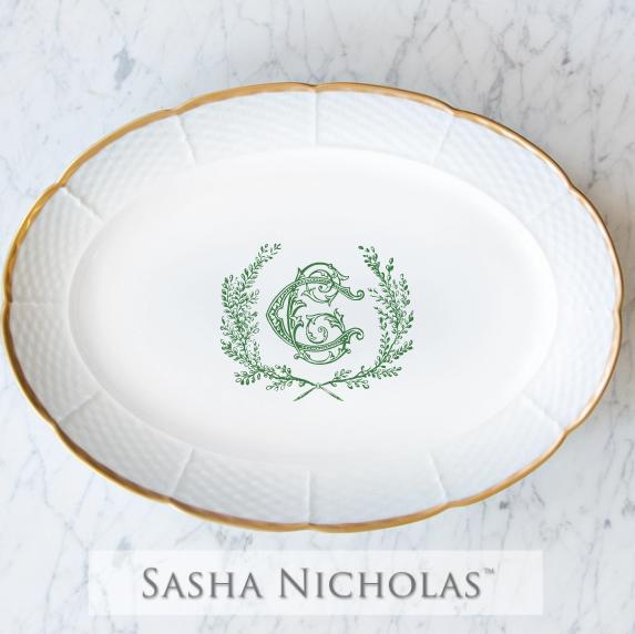 Sasha Nicholas Abbott-Cox Weave 24K Gold Oval Platter 