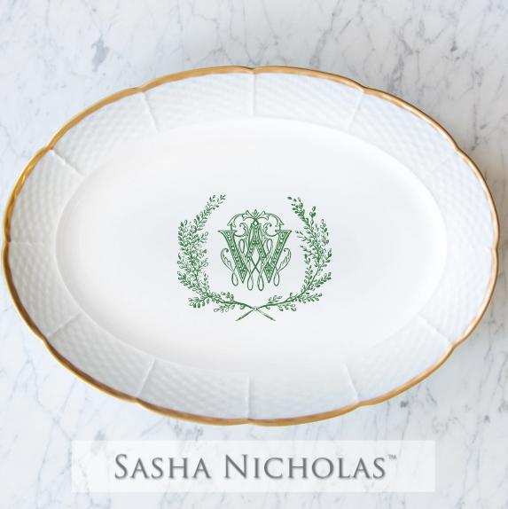 Sasha Nicholas Rast-Wallace Weave 24K Gold Oval Platter 