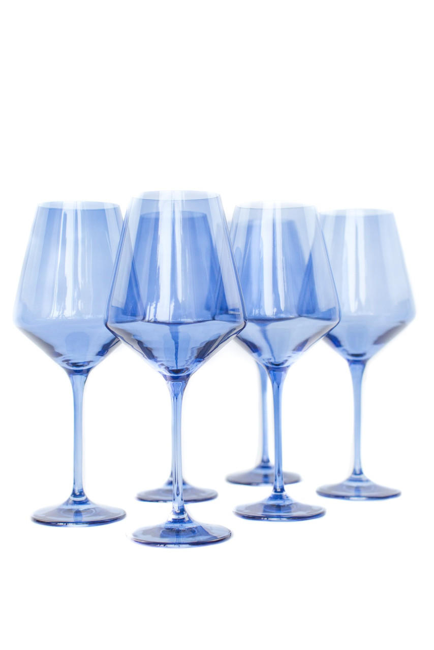 Estelle Colored Glass Bender-Hummel Estelle Colored Wine Stemware, Set of Six | Cobalt