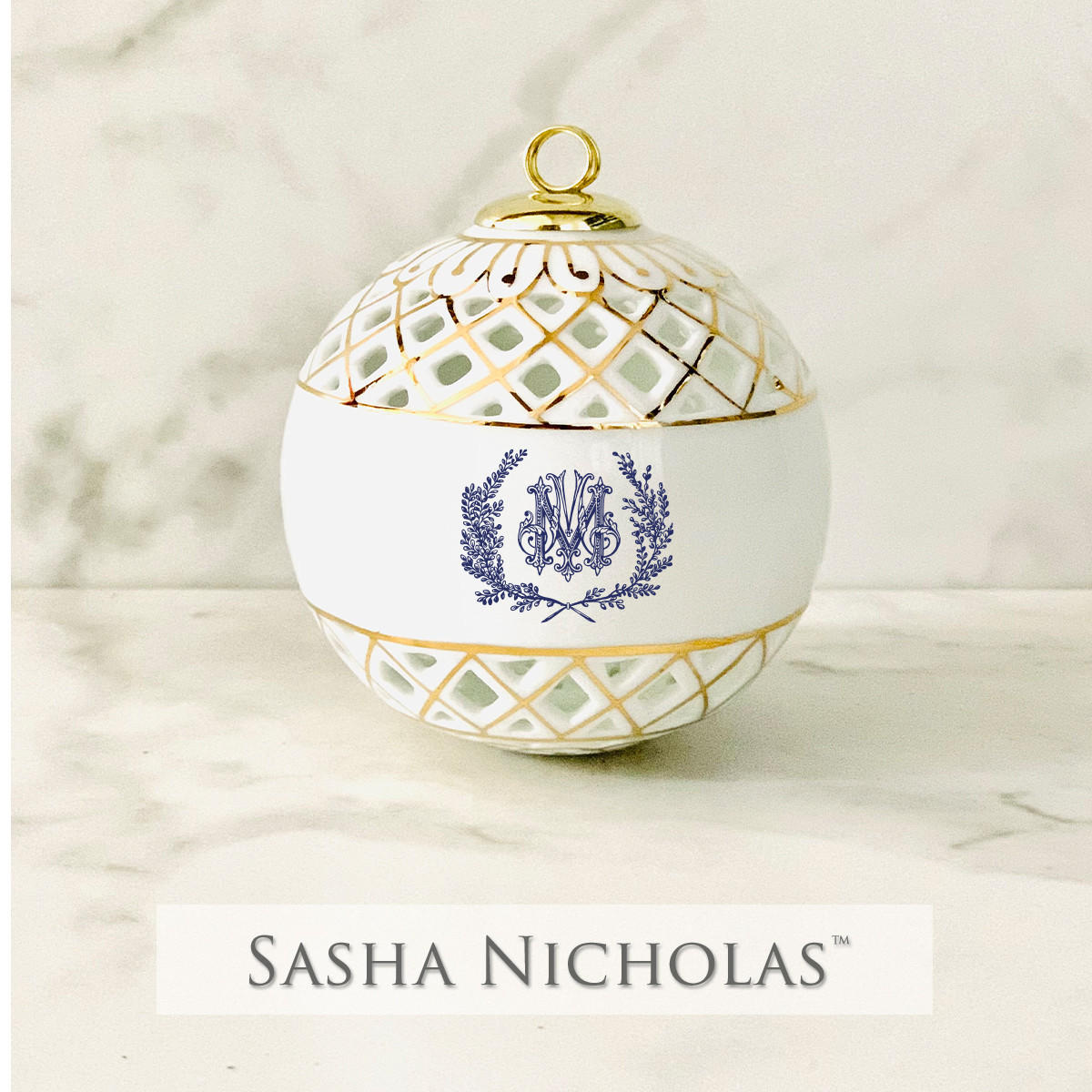 Sasha Nicholas England-Lee Openwork Ball Ornament 