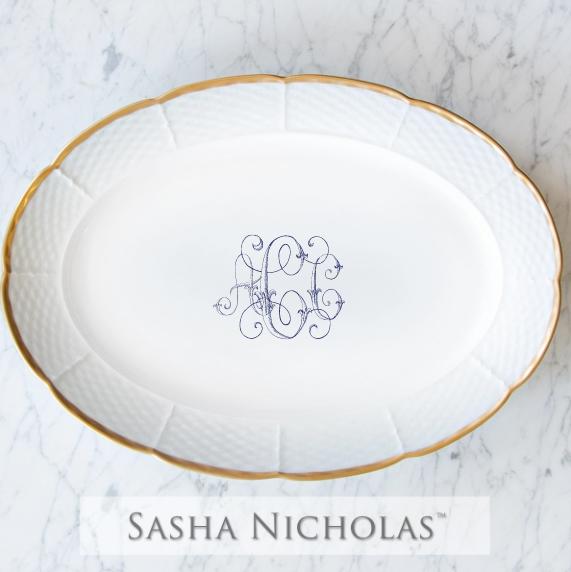 Sasha Nicholas McNabb-Caldwell Weave 24K Gold Oval Platter 