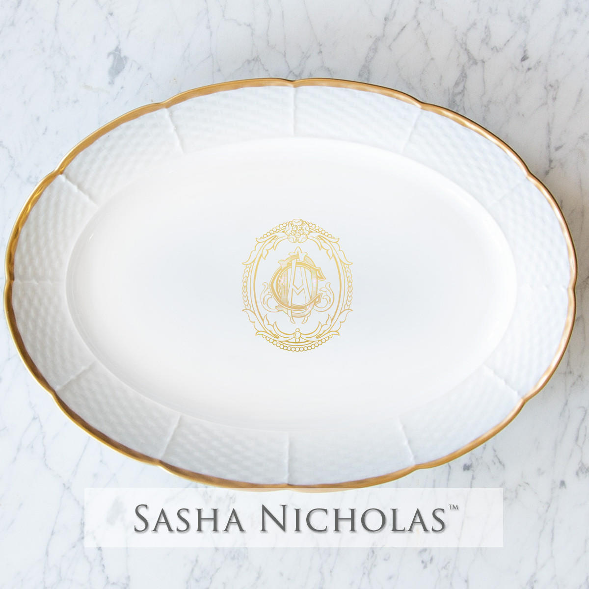 Sasha Nicholas Hoekstra-Caton Weave 24K Gold Oval Platter 