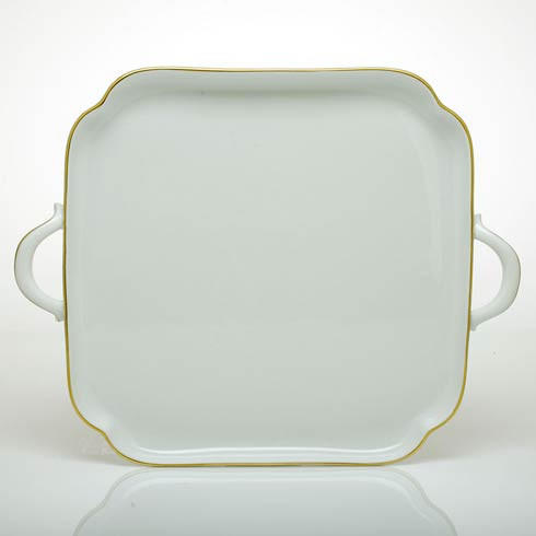 Herend Miles-Heacker Golden Edge Square Tray with Handles