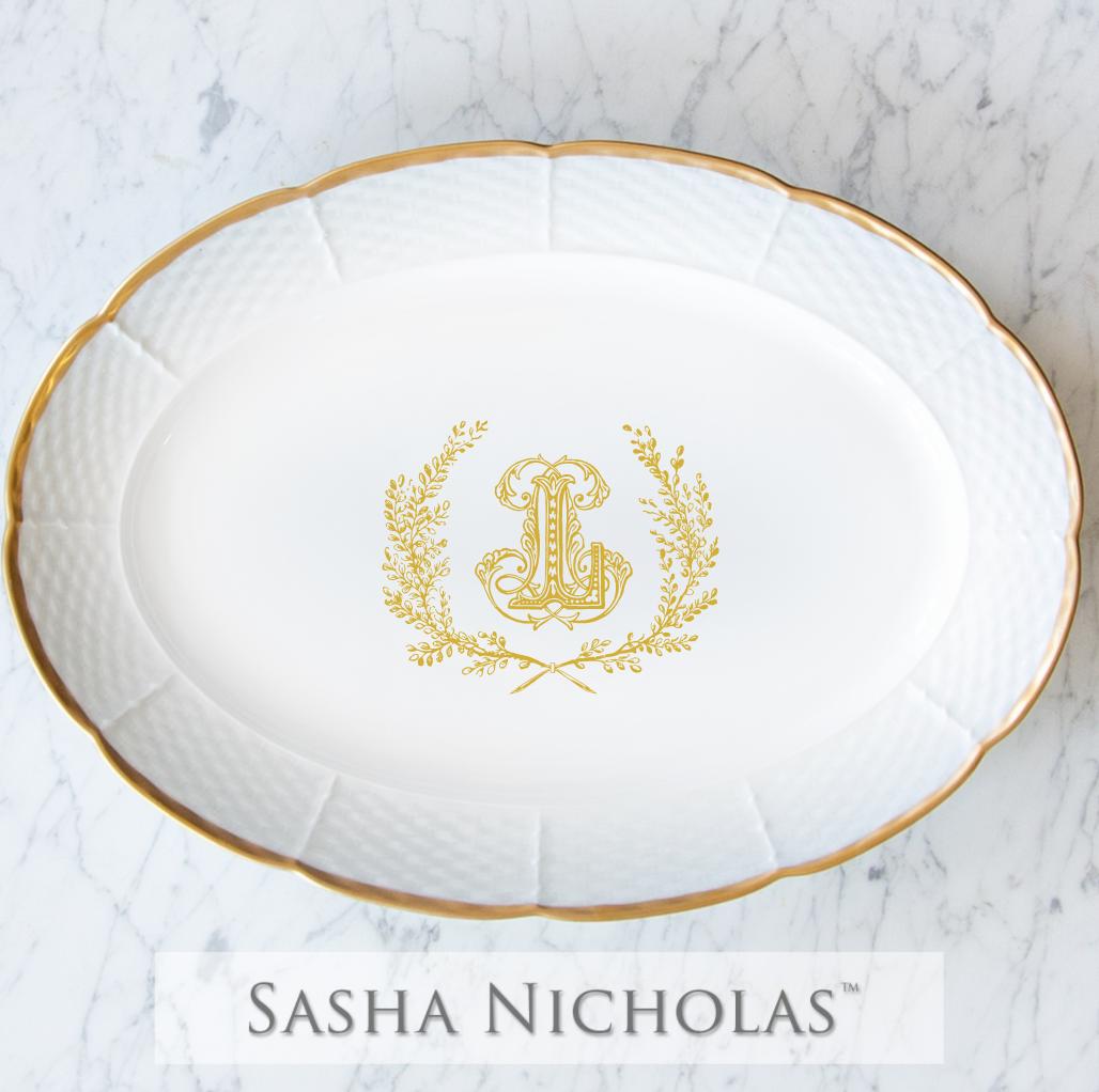 Sasha Nicholas Nichols-Lilly Quick Ship Weave 24K Gold Oval Platter 