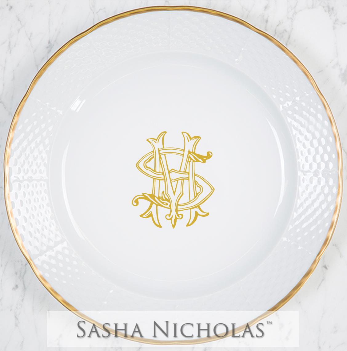 Sasha Nicholas Cheek-Bass Weave 24K Gold Charger Plate 