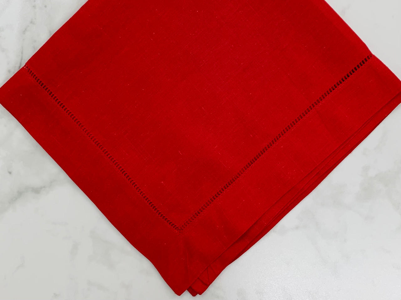  Millard-Zurborg Classic Hemstitch Dinner Napkin, Set of 12 | Red 