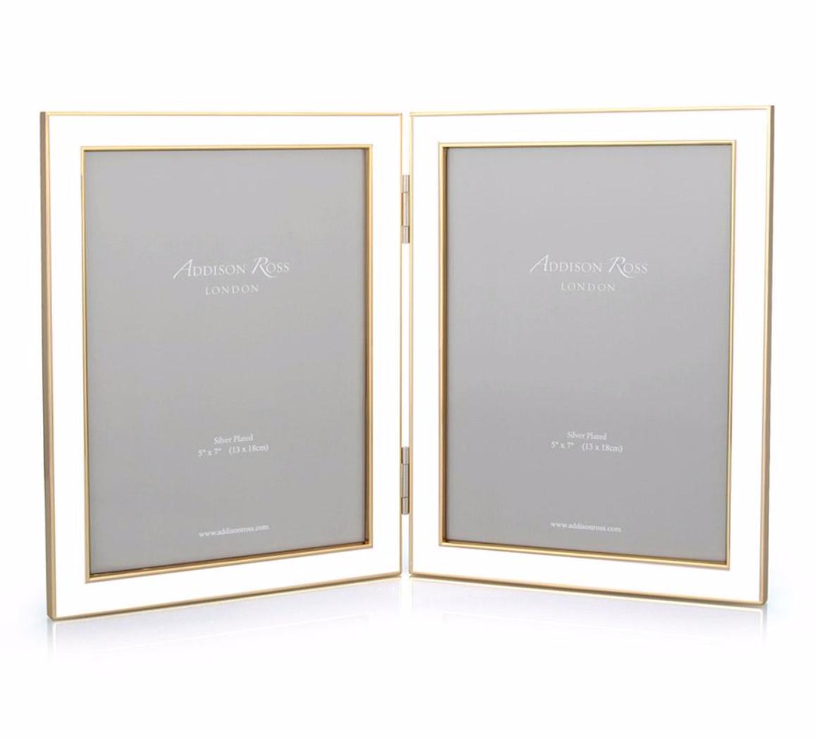  Millard-Zurborg White Enamel & Gold Double Frame | 5 x 7 