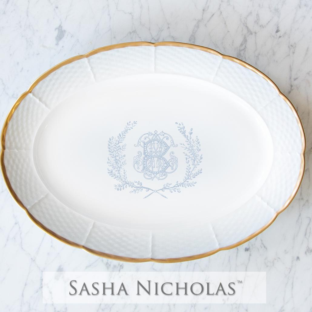 Sasha Nicholas Trout-Braynard Weave 24K Gold Oval Platter 