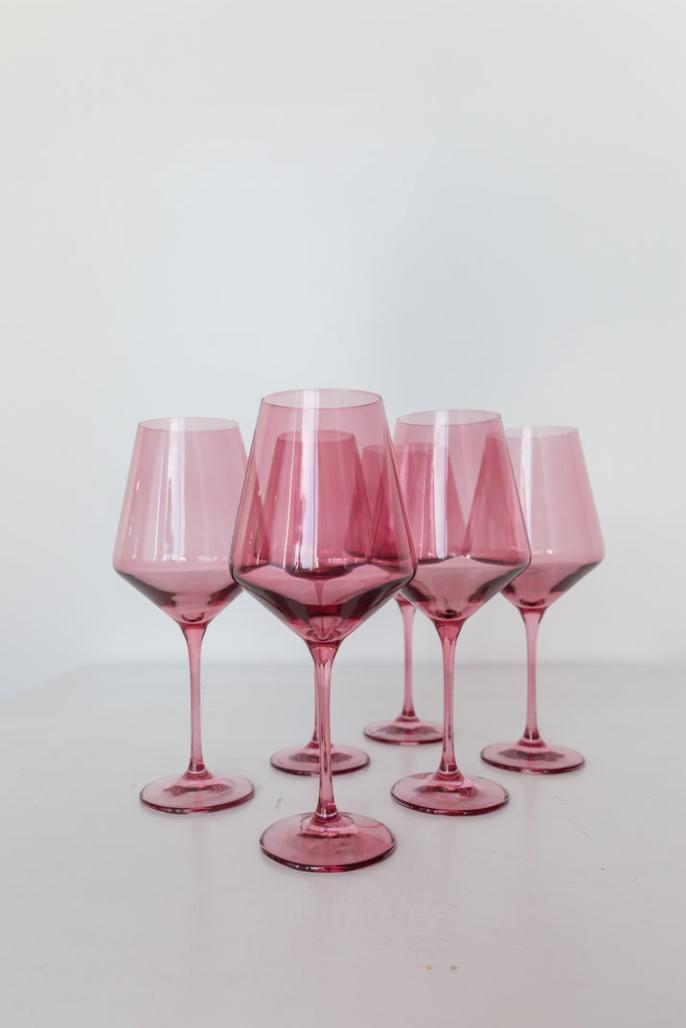Estelle Colored Glass McMillin-Sumner Estelle Colored Wine Stemware, Set of Six | Rose
