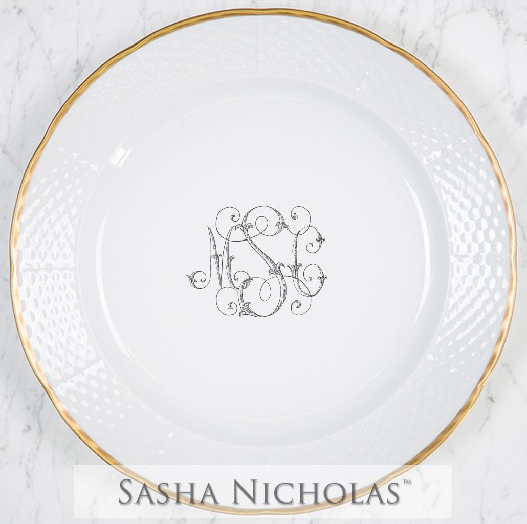 Sasha Nicholas Carani-Sheldon Weave 24K Gold Charger Plate 