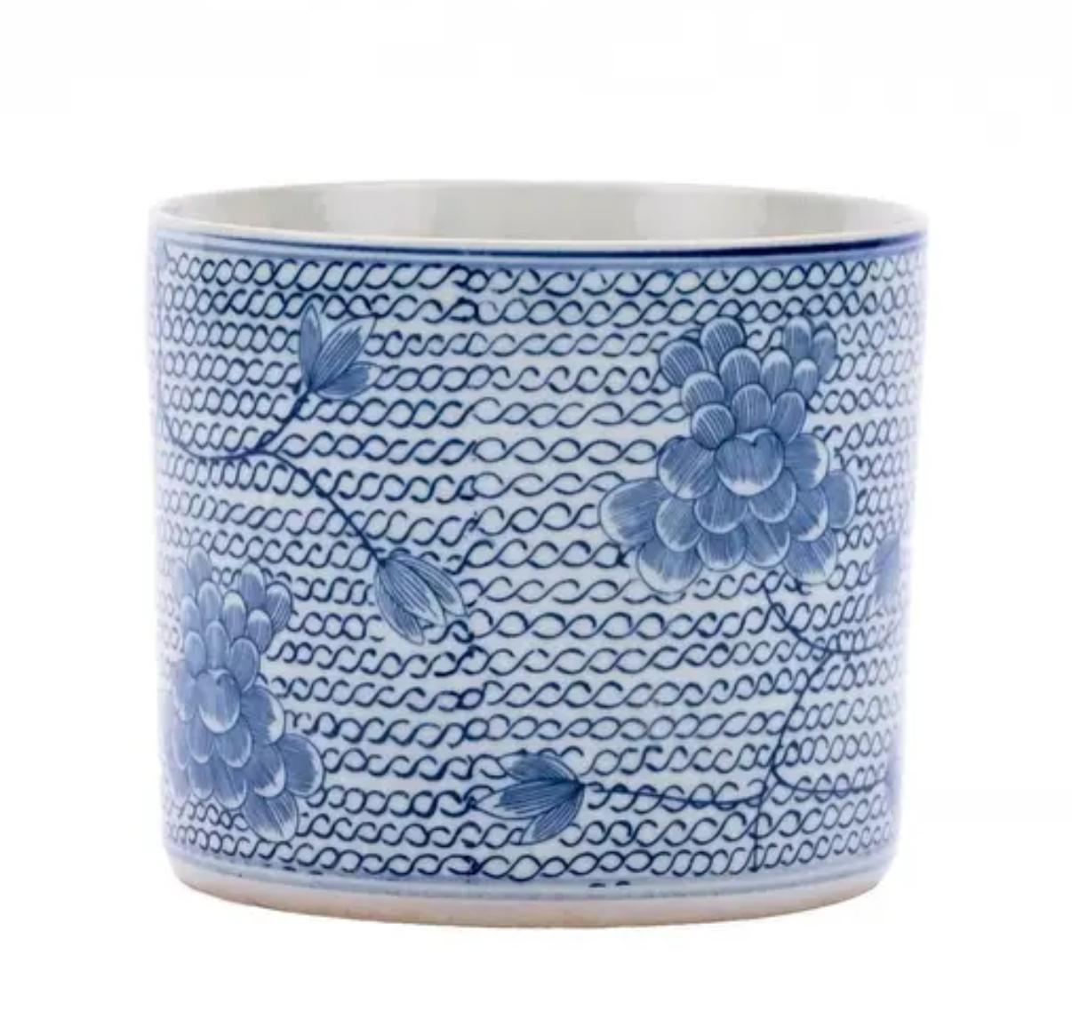  Nelinson-Noles Blue & White Chain Orchid Pot 