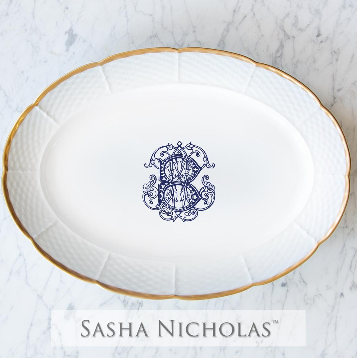 Sasha Nicholas Bannister-Budde Weave 24K Gold Oval Platter 