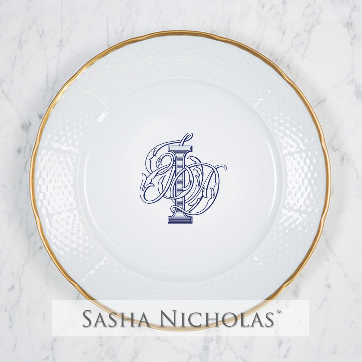 Sasha Nicholas Stout-Iverson Weave 24K Gold Dinner Plate 