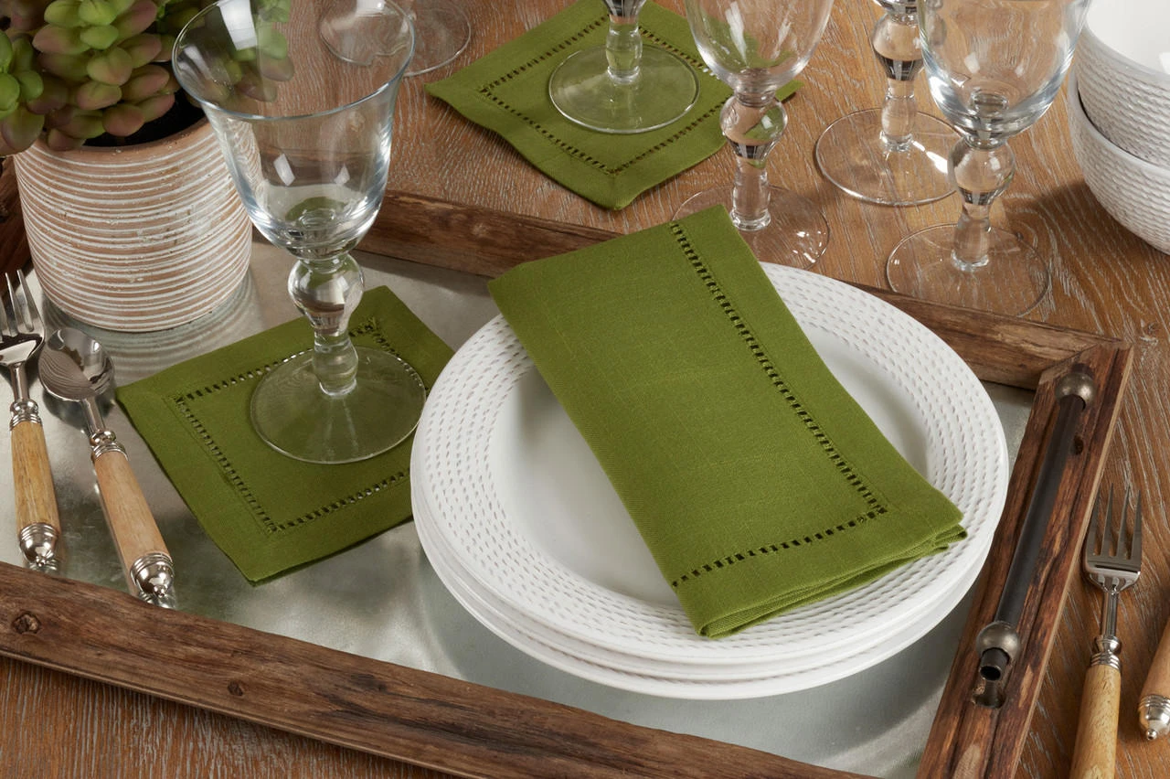  Barnhart-Burns Dinner Napkin w/Hemstitch Border-Set of 6 | Kiwi 