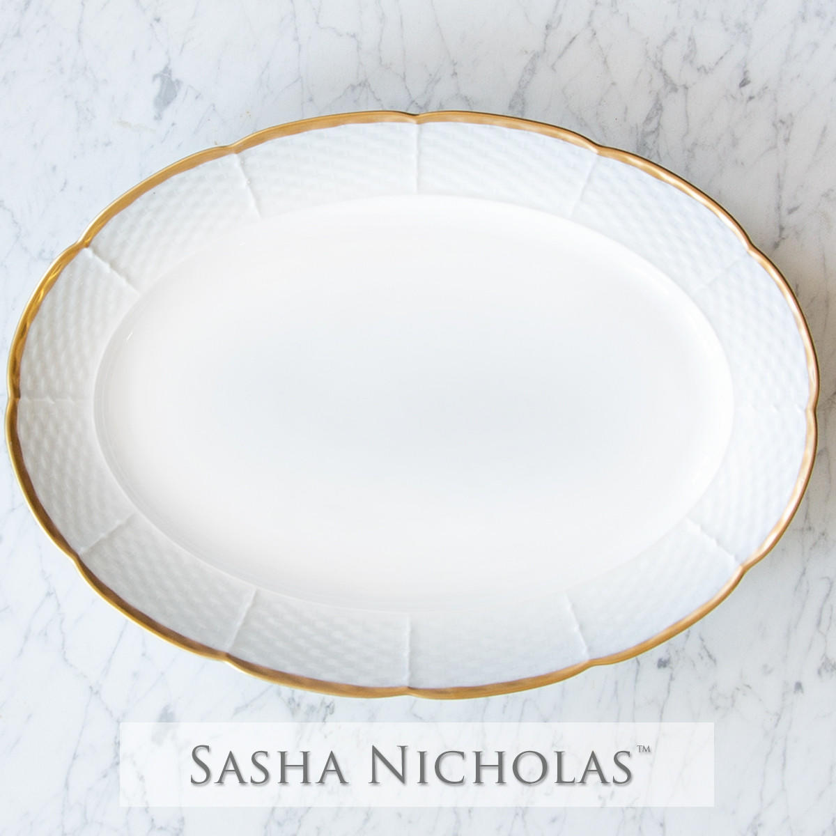 Sasha Nicholas Dorr-Park Weave 24K Gold Oval Platter