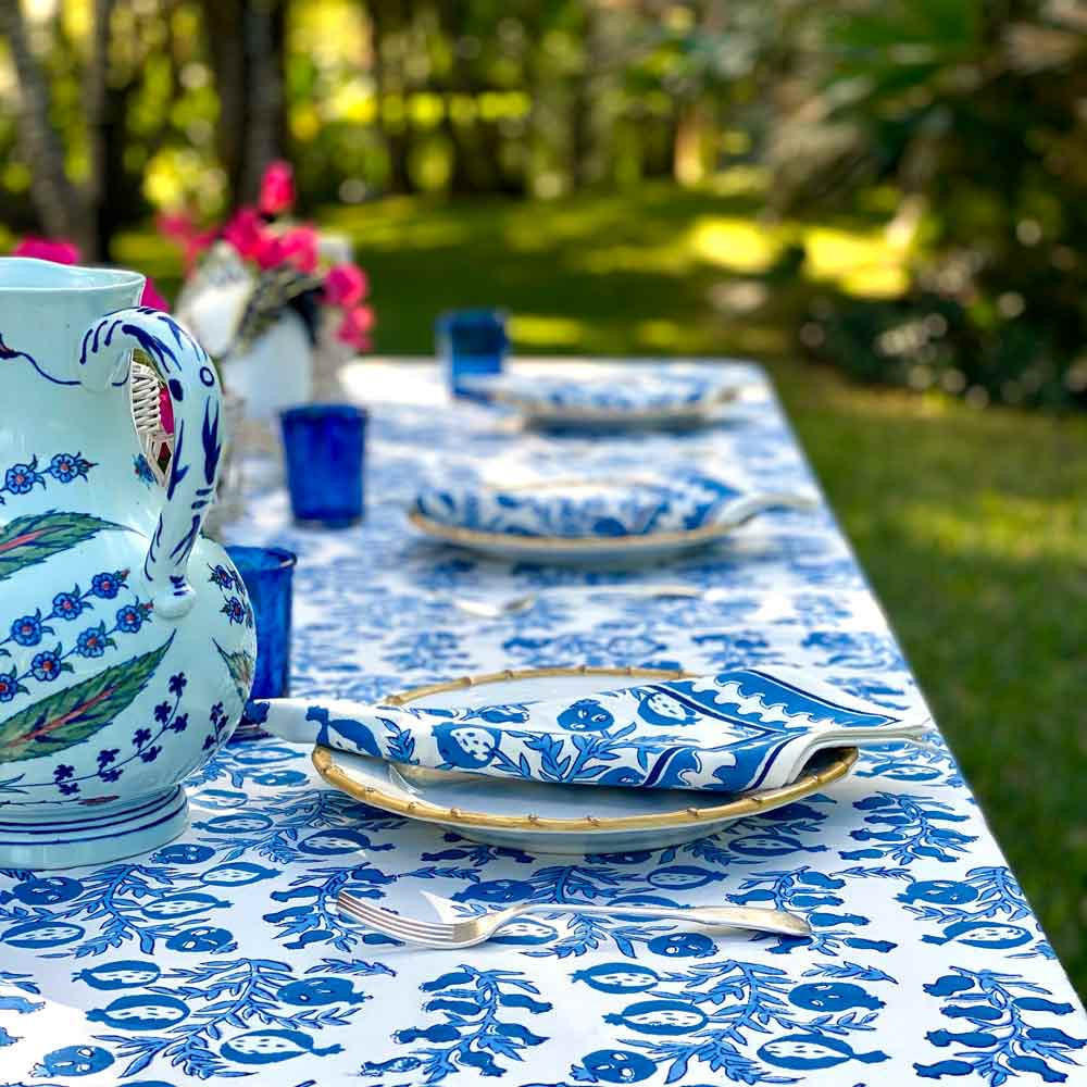 Pom Bells Wedgewood Blue Tablecloth | 60 x 90