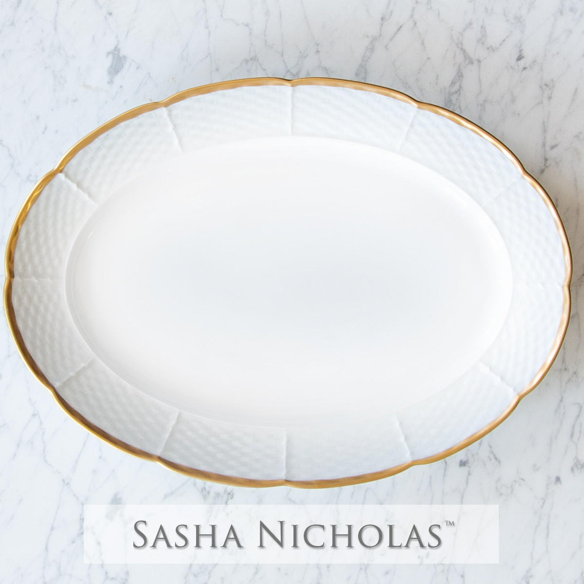 Weave 24k Gold Oval Platter, SNWG131, Sasha Nicholas