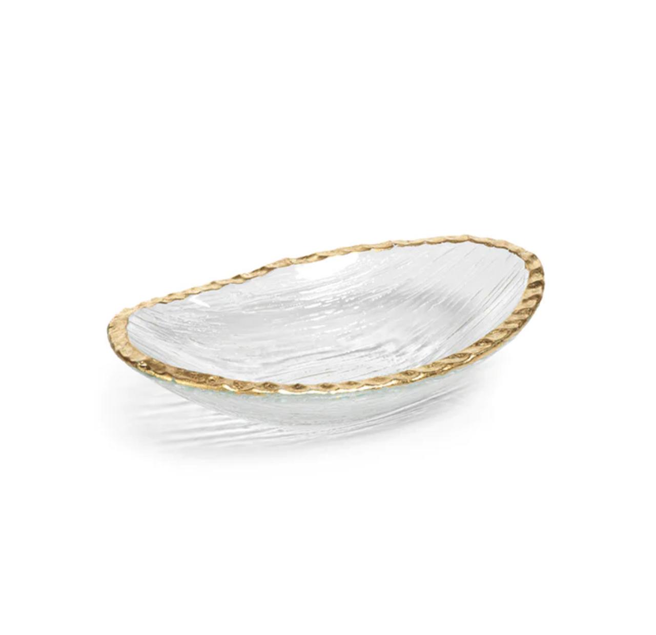 Wilke-Gantt Clear Textured Bowl with Gold Rim | Small