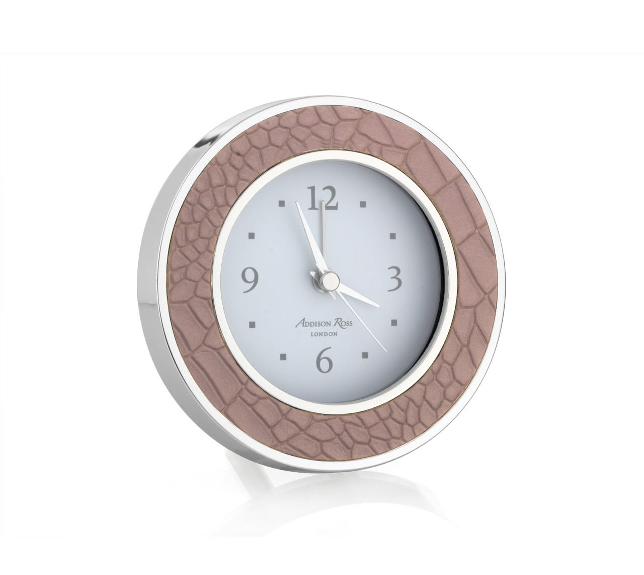 Round Clock  Croc Mocha Silver