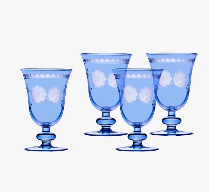 Lindahl-Harris Belle Fleur Blue Goblet | Set of 4