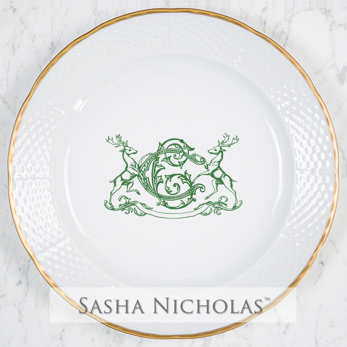 Quick Ship 24k Gold Weave Charger, QSSNWG101, Sasha Nicholas