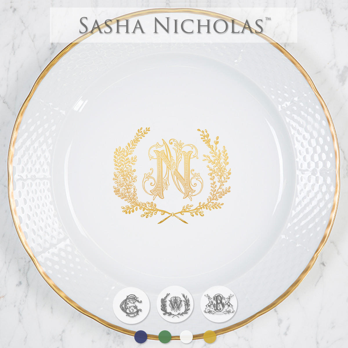 Quick Ship 24k Gold Weave Charger, QSSNWG101, Sasha Nicholas