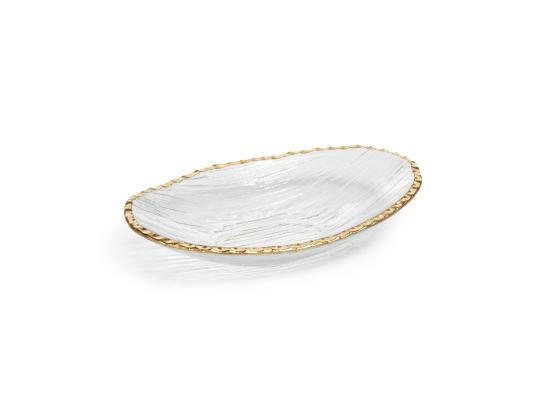 Sauer-Yount Clear Textured Bowl with Gold Rim | Small