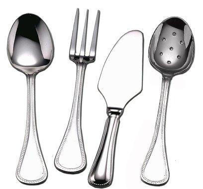 Stainless Steel Flatware Le Perle Four Piece Hostess Set, COUDVC-461310, Sasha Nicholas