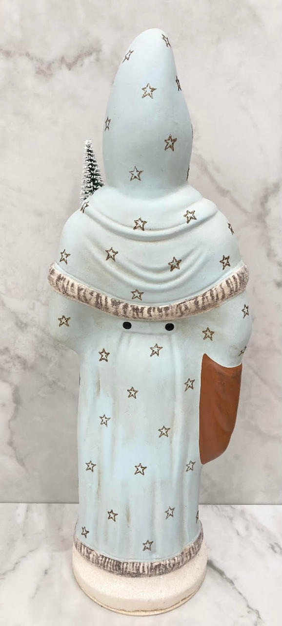 Ino Schaller Light Blue Santa with Stars + Basket with Toys | 18.5"