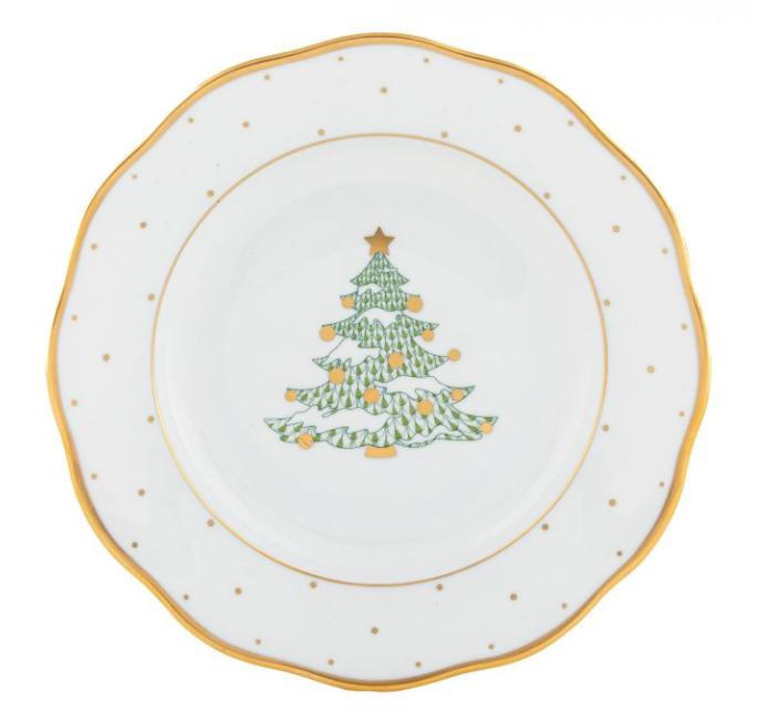 Rice-McCandless Herend Christmas Dessert Plate | Christmas Tree