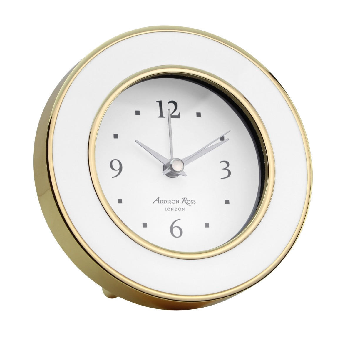 White Enamel & Gold Alarm Clock