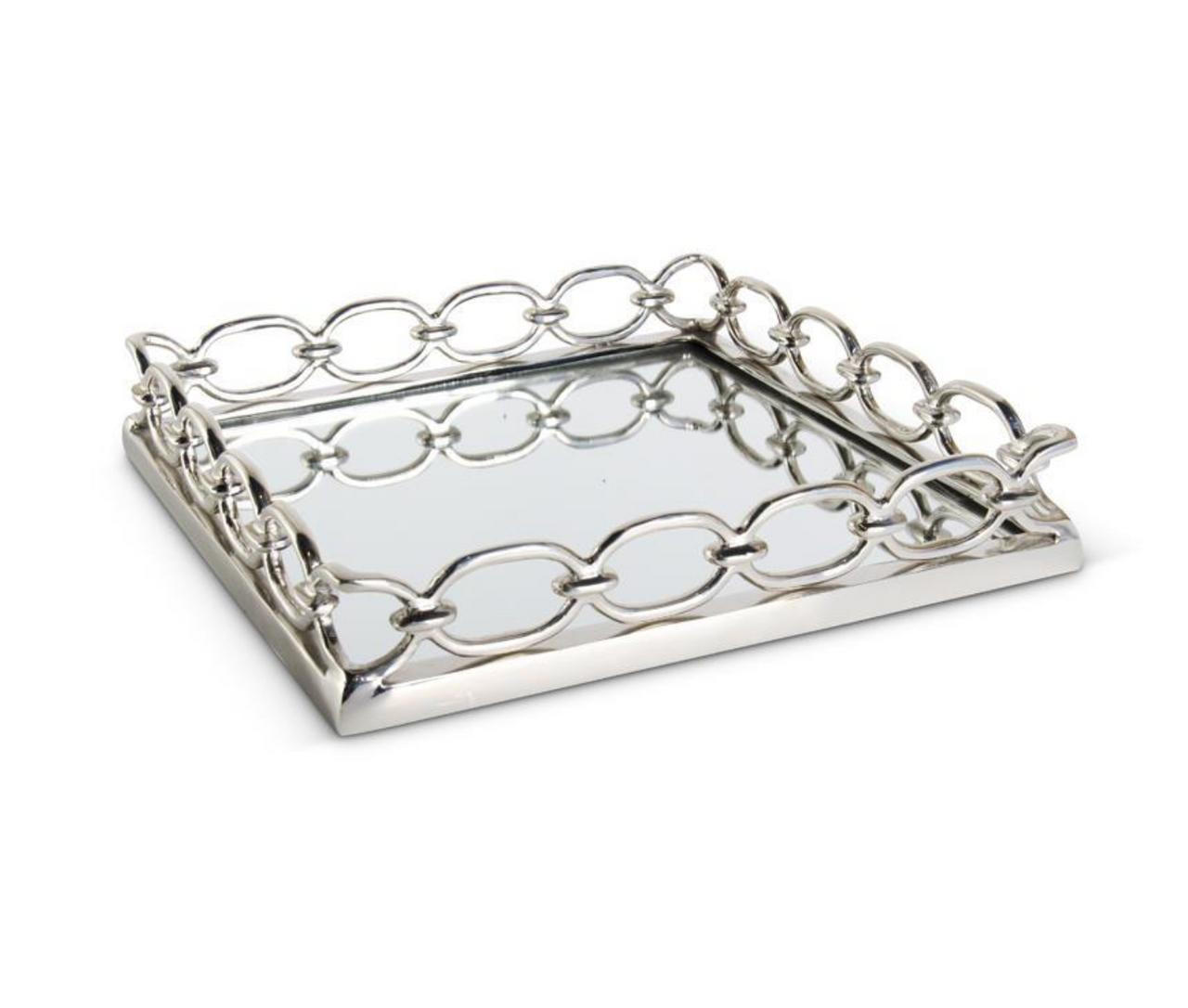 Molina-Anthon Silver Mirrored Link Edge Tray | 18.5"