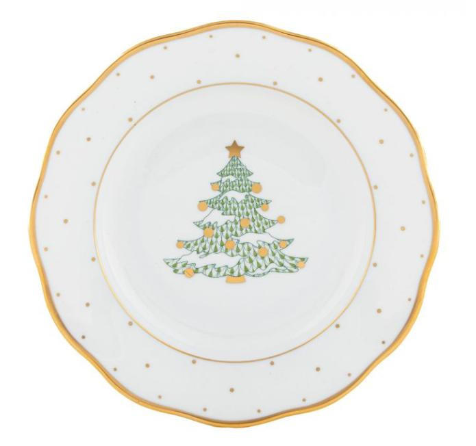 O'Keefe-Mead Herend Christmas Dessert Plate | Christmas Tree