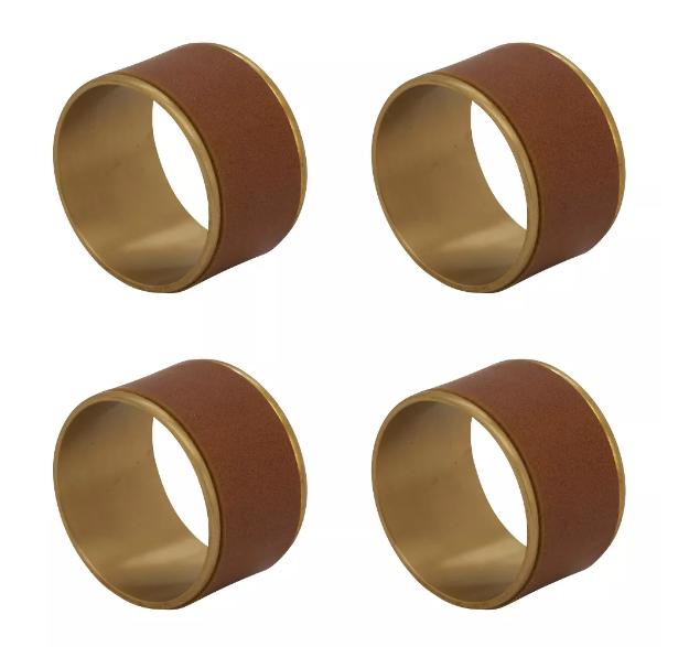 O'Keefe-Mead Leather Napkin Ring-Camel | Set of 4