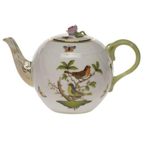 Khalili-Hollo Rothschild Bird Original (no border) Tea Pot W/Rose - 36 oz. HERHRD-RO----01605-0-09