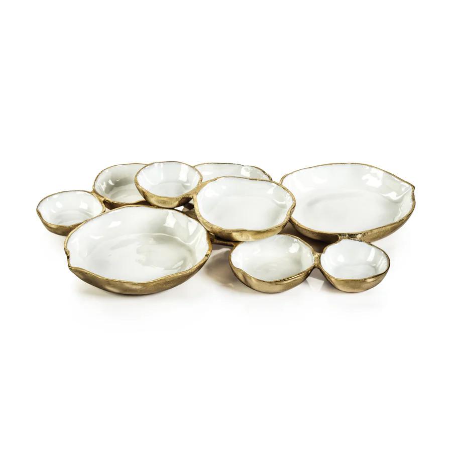 Williams-Reardon Gold + White Clustered Serving Bowls