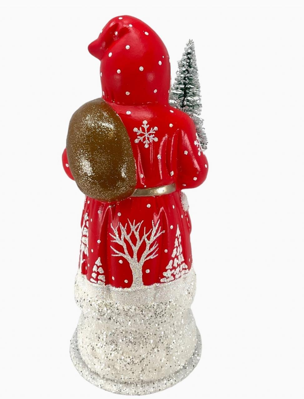  Ino Schaller Santa in Red Coat with White Deer Decoration | 9"