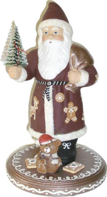  Ino Schaller Santa with Gingerbread Coat, cookies and bear on base | 11"