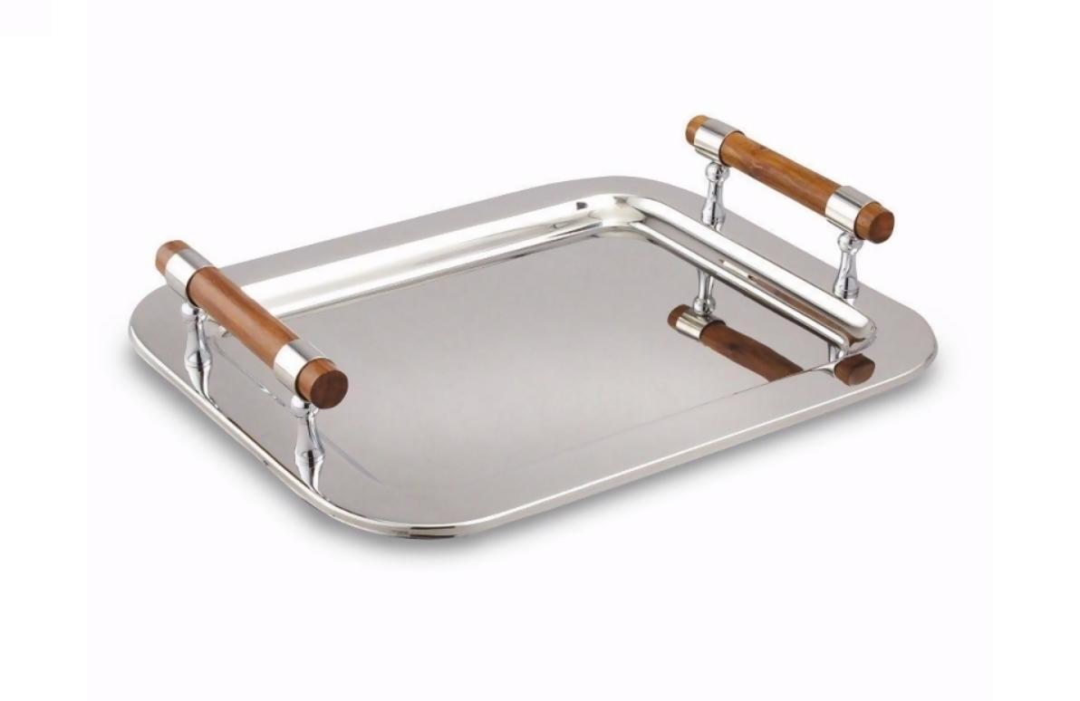 Sauer- Milner Rectangle Tray w/ Wood Handles | 16 x 13