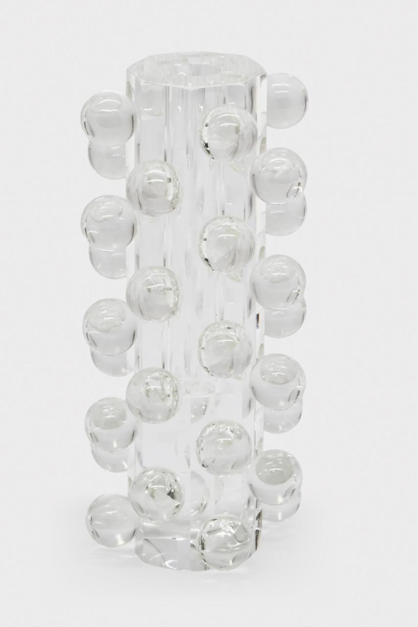 Mesker-Raila Crystal Bud Vase with Scattered Bubbles | Tall