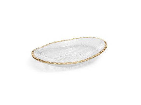 Sauer-Milner Clear Textured Bowl with Gold Rim | Small